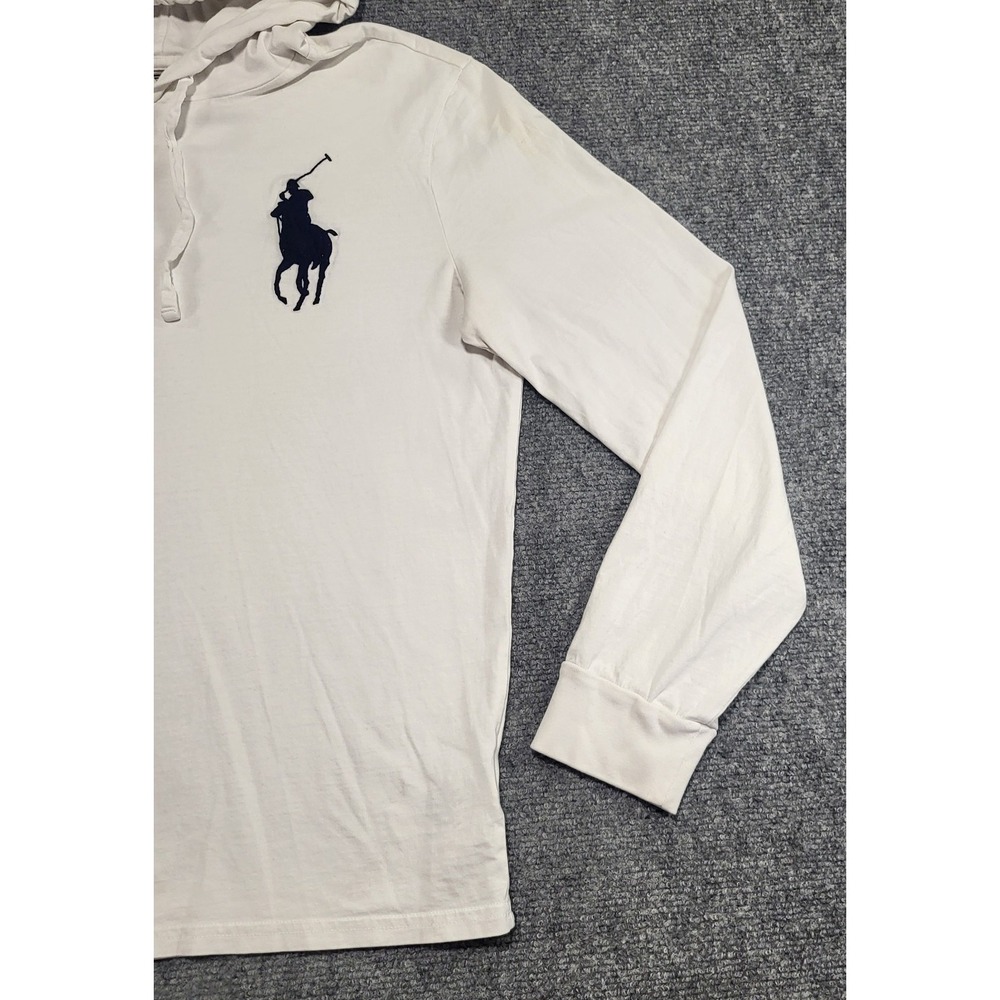 Polo Ralph Lauren Men's Long Sleeve Big Pony Hooded White T-Shirt Size Medium - Picture 2 of 14